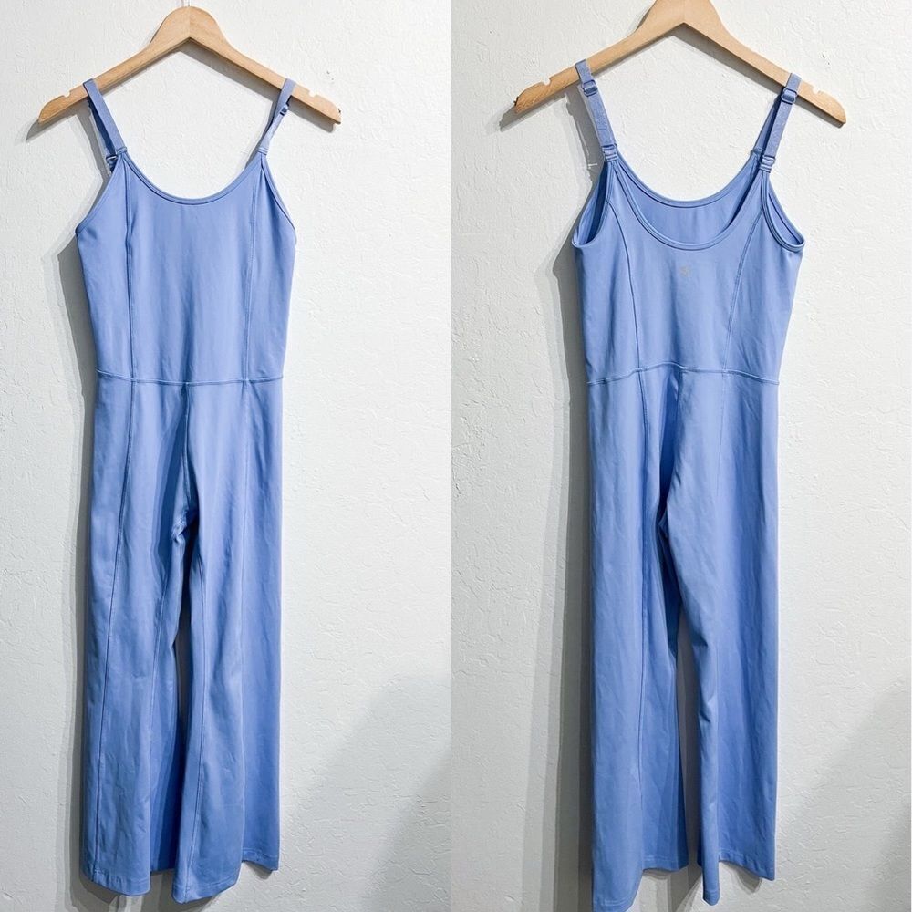Zella Crop‎ Jumpsuit Adjustable Straps Medium Blue Workout Active